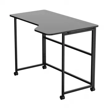 MCN Maclean MC-1250 L/B klappbarer L-förmiger Eck-Schreibtisch, schwarz, mobil, 100x65 cm, max 50 kg