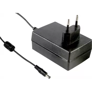 MEAN WELL GST25E28-P1J 25W 28V DC 0,89A AC-DC Netzteil mit Eurostecker und 2,1x5,5mm DC-Stecker, Schwarz