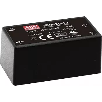 MEAN WELL IRM-20-24 20W 24V 0,9A vergossenes PCB-Montage-Netzteil, 85-264V AC-Eingang, Schwarz