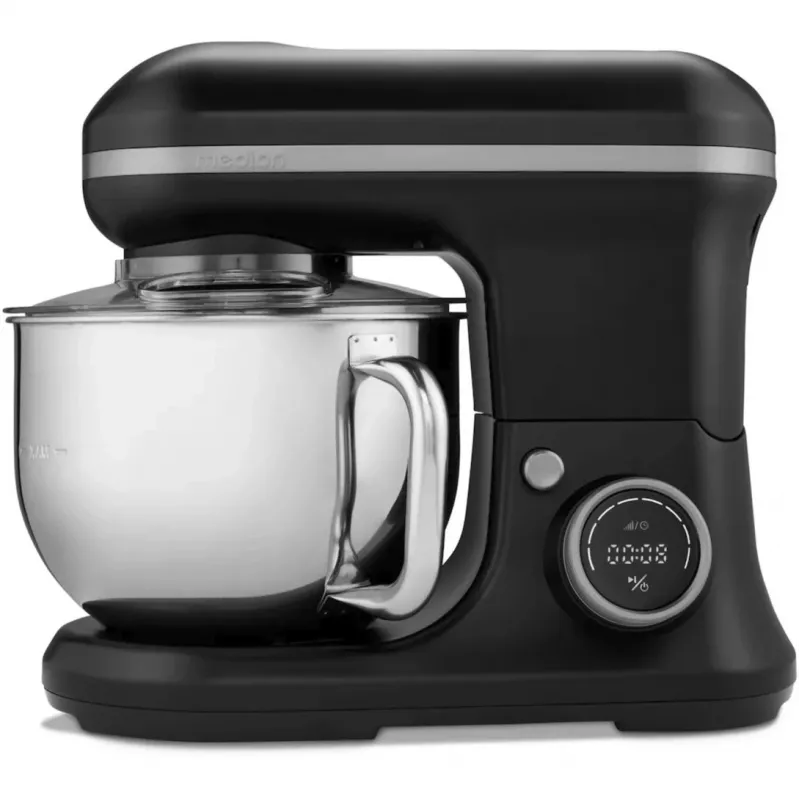 MEDION LIFE MD18420g Digitale Küchenmaschine 500W Motor, 1000W Heizung, 2,2L Schüssel, 10 Stufen + Turbo, LCD-Display, Edelstahl, Schwarz