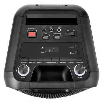 MEDION PE-1 Pure Party Speaker Schwarz - Bluetooth 5.0, 40W RMS, 2x 6,5 inch Lautsprecher, Karaoke, TWS, LED-Lichter, Powerbank