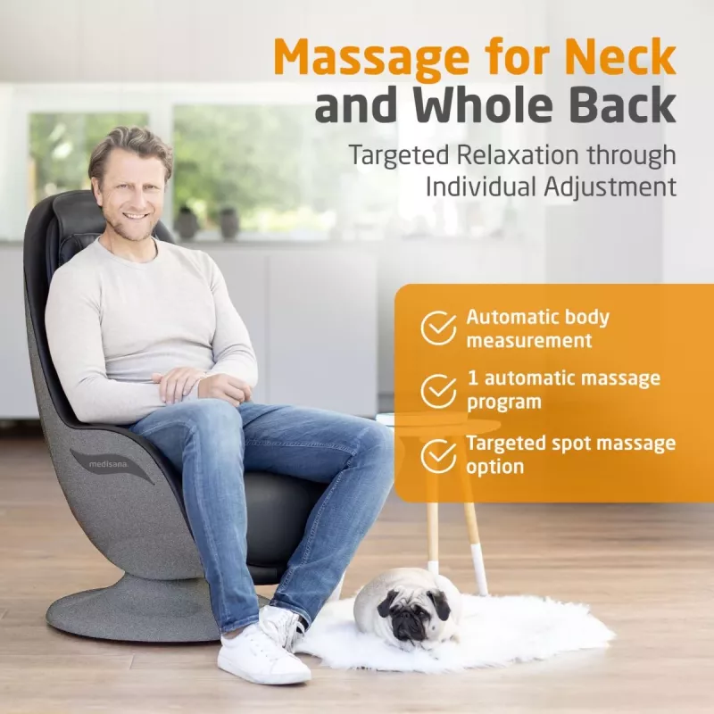MEDISANA RS 670 Lounge Chair Shiatsu Massagesessel mit Wärme und Vibration, Schwarz/Anthrazit