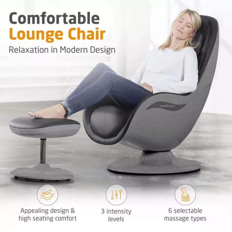 MEDISANA RS 670 Lounge Chair Shiatsu Massagesessel mit Wärme und Vibration, Schwarz/Anthrazit