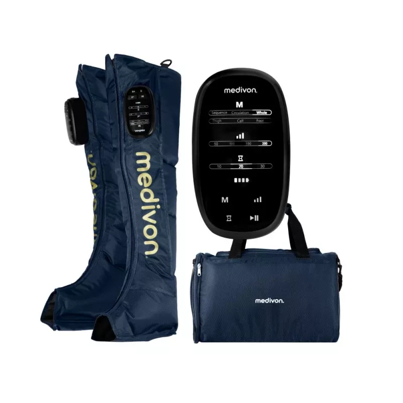 Medivon Compression Massager Aeria - Air Compression Leg & Foot Massager with Heat, 3 Modes, 3 Intensities, Wireless Remote