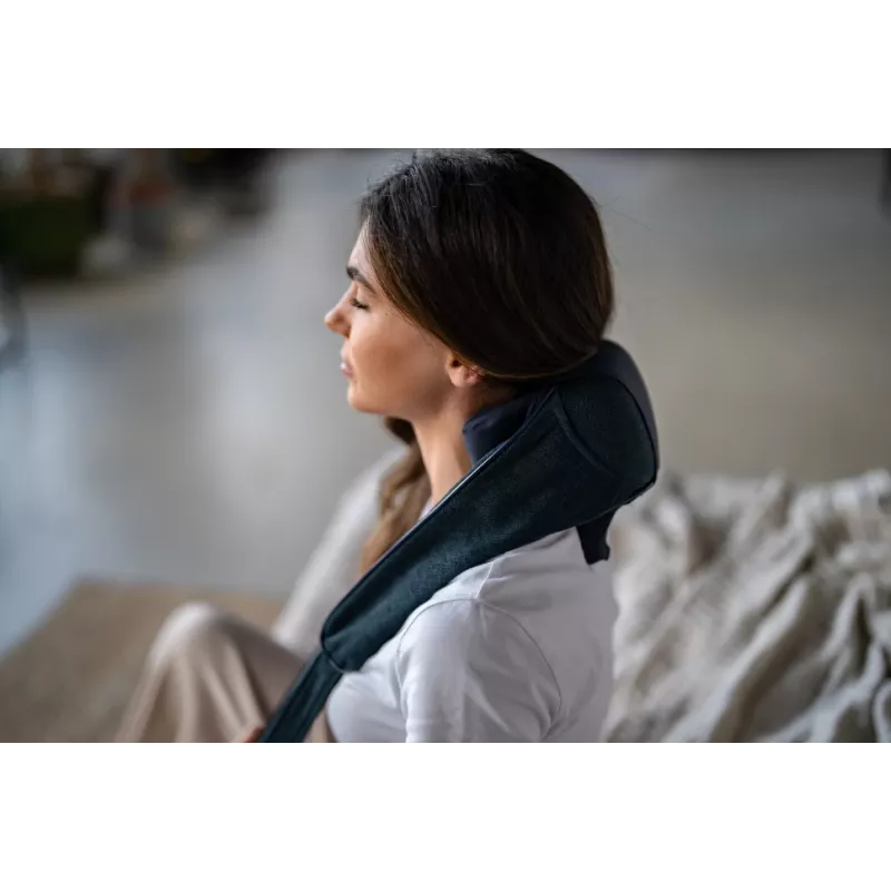 Medivon Hyperion Collar Shiatsu Nacken- und Schultermassagegerät mit Wärme, 8 Massageköpfen, 3 Intensitätsstufen, Schwarz/Grau