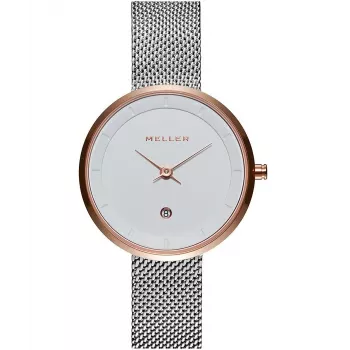 MELLER Damen W5RB-2SILVER Astar Baki Analog Quarzuhr 33mm Silber Edelstahl Mesh