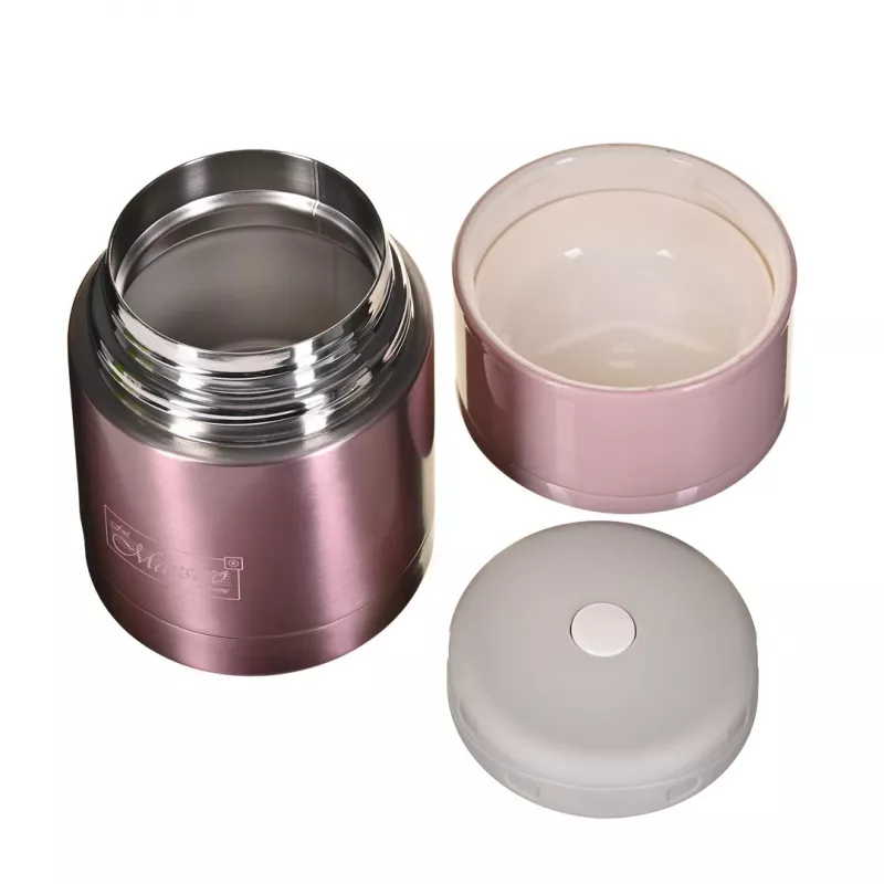 MEO MAESTRO MR-1636-60 600 ml Doppelwandige Vakuumisolierte Edelstahl-Lunchbox mit 2 Behältern und Klapplöffel