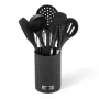 MEO MR-1542-BLACK MAESTRO 8-teiliges Küchenutensilien-Set mit drehbarem Edelstahlständer, schwarze Nylonköpfe