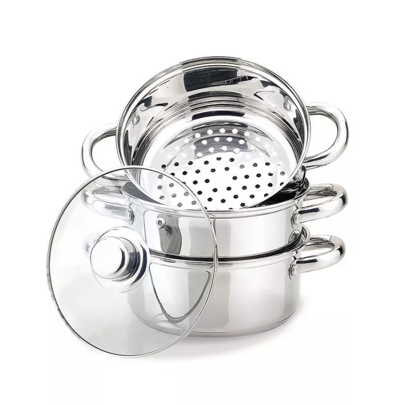 MEO MR-2900-24 MAESTRO Kochtopf 24 cm 5,0 L Edelstahl mit Glasdeckel, induktionsgeeignet