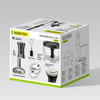 MEO MR-566 MAESTRO 500W Stabmixer-Set mit Zerkleinerer, Schneebesen & Messbecher