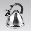 MEO Stovetop Kettle 2.8L MR-1328 MAESTRO Wasserkocher für Herdplatten aus Edelstahl mit Pfeiffunktion und hitzebeständigem Bakelit-Griff, für Induktion und alle Herdarten geeignet, Silber