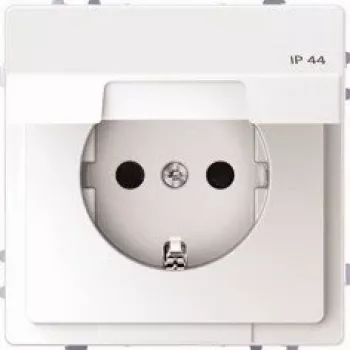 Merten SCHUKO Steckdose mit Klappdeckel, IP44, erhöhter Berührungsschutz, Steckklemmen, Polarweiß MEG2314-6035