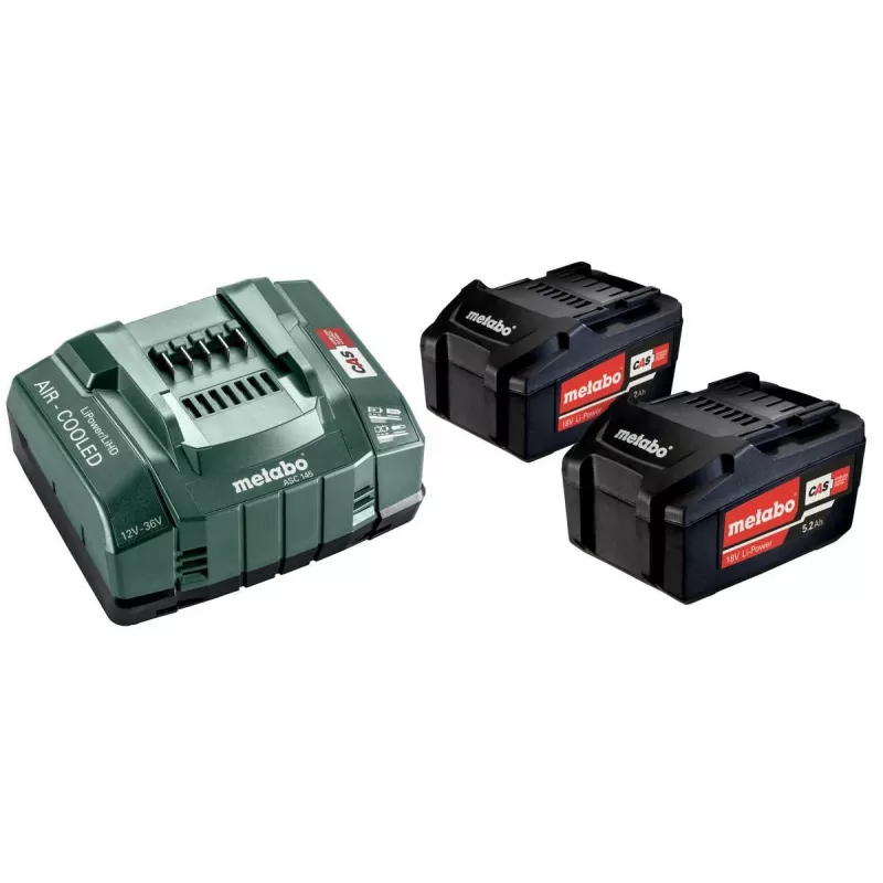 Metabo 18V LiHD 5.5Ah Akku & ASC 145 Air Cooled Ladegerät Set (2 Akkus)