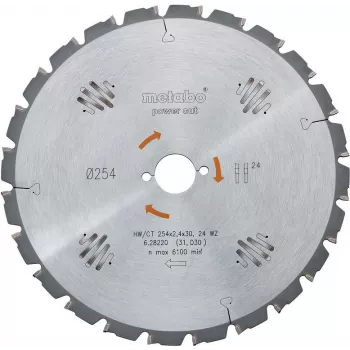 Metabo 628220000 Kreissägeblatt 254mm x 30mm x 60Z für Holz mit Nägeln, Bauholz, Massivholz - Für KGS 254 M, KGS 254 Plus, KGS 254 I Plus, KS 254 Plus