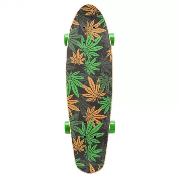 Meteor Cannabis Grün-Braun-Orange Mini Cruiser Skateboard 22 Zoll