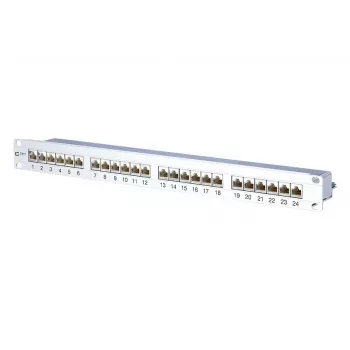 METZ CONNECT 130855C-E-90 Cat.6A geschirmtes 24-Port 1U Rack-Mount Patch Panel, Weiß