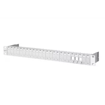 METZ CONNECT 130920-00-E 1U 24-Port Unloaded Patch Panel, Lichtgrau (RAL 7035) 130920-00-E-90