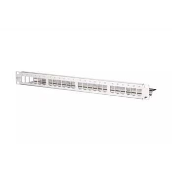 METZ CONNECT 130921-00-E 1U 24-Port geschirmtes Patch Panel, Cat.6A, Lichtgrau 130921-00-E-90