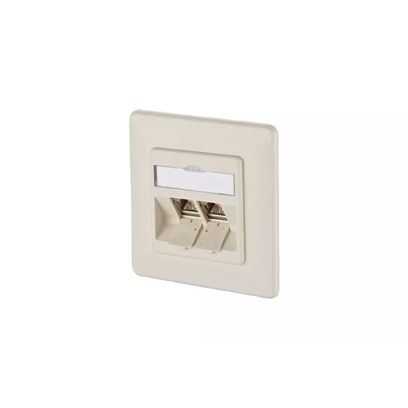 METZ CONNECT BTR E-DAT modul 8/8(8) UP Unterputz CAT 6 Netzwerk-Datendose, 2 x RJ45, Perlweiß RAL 1013 1309121001-E