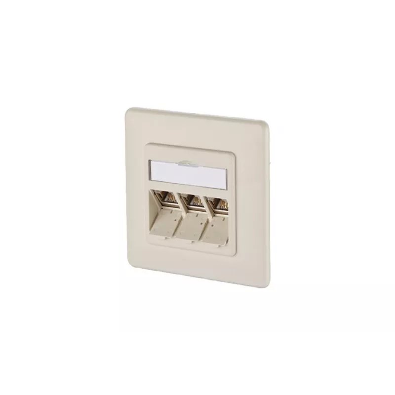 METZ CONNECT BTR IT CONNECT E-DAT modul 3x8(8) UP - Unterputz-Netzwerkdose, 3-Port RJ45, CAT 6, geschirmt, Perlweiß (RAL 1013) 1309131001-E