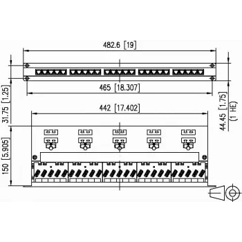 METZ CONNECT BTR UAE 25x8(8) Cat.6 geschirmtes Patch Panel, 25 Ports, 1U, Lichtgrau 130887-E