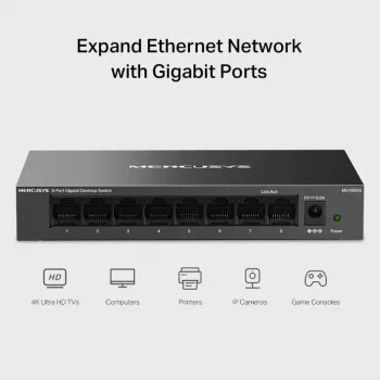MEU Mercusys MS108G 8-Port Gigabit Desktop-Switch