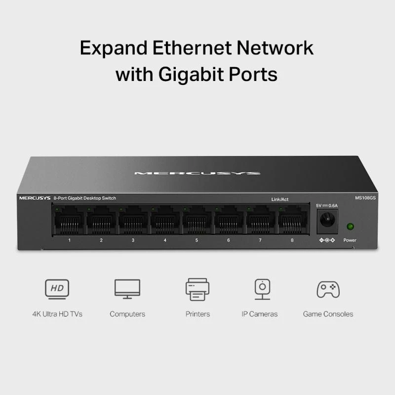 MEU Mercusys MS108G 8-Port Gigabit Desktop-Switch