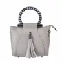 MIA TOMAZZI Damen Schultertasche WB201297GREY (21x18x7 cm) Grau Echtes Leder