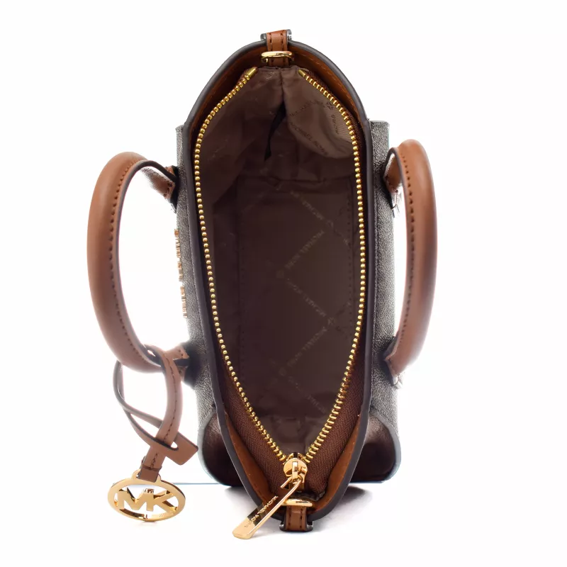 Michael Kors Jet Set Charm Oval Crossbody Bag Braun Signature Coated Canvas