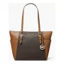 Michael Kors Carmen Damen Schultertasche - Braun Saffiano-Leder mit Goldfarbener Beschläge (25x28x11 cm)