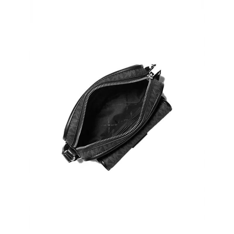 Michael Kors Jet Set Crossbody Bag Black Signature Coated Canvas 35R5S2BC0BBLA
