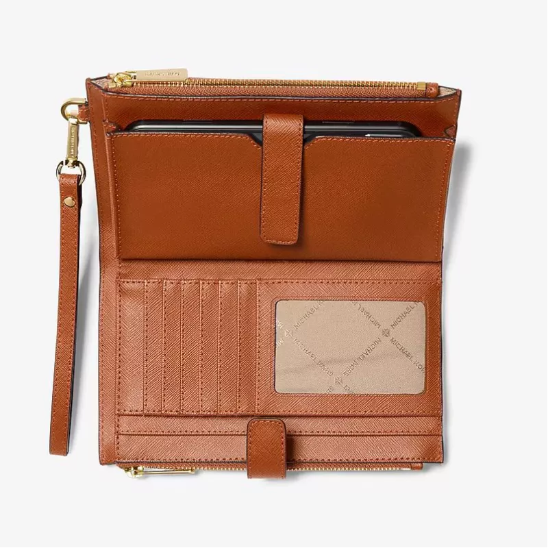 Michael Kors Jet Set Travel Continental Wristlet Wallet 35F8GTVW0LLUG - Saffiano Leder, Luggage, Gold-Tone Hardware