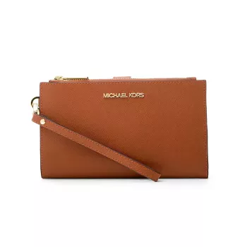 Michael Kors Jet Set Travel Continental Wristlet Wallet 35F8GTVW0LLUG - Saffiano Leder, Luggage, Gold-Tone Hardware