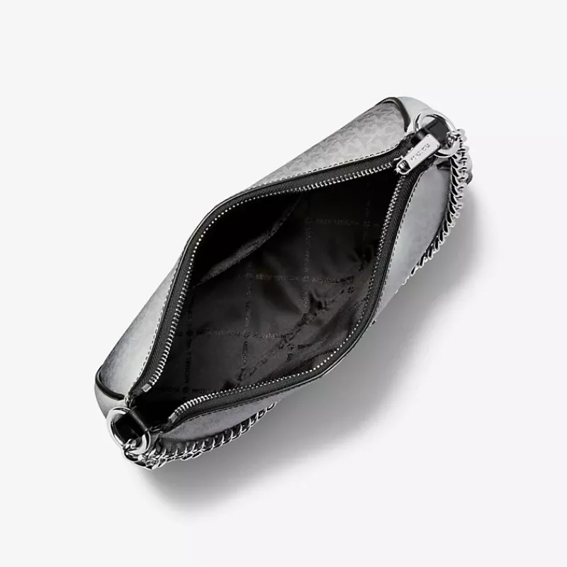 Michael Kors Jet Set Travel Crossbody Bag Black Signature Coated Canvas