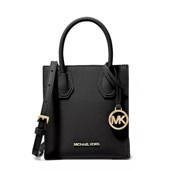 Michael Kors Jet Set Travel Crossbody Bag, Schwarz, signaturbeschichtete Leinwand mit Lederbesatz, goldfarbene Beschläge, 15 cm x 17 cm x 6 cm
