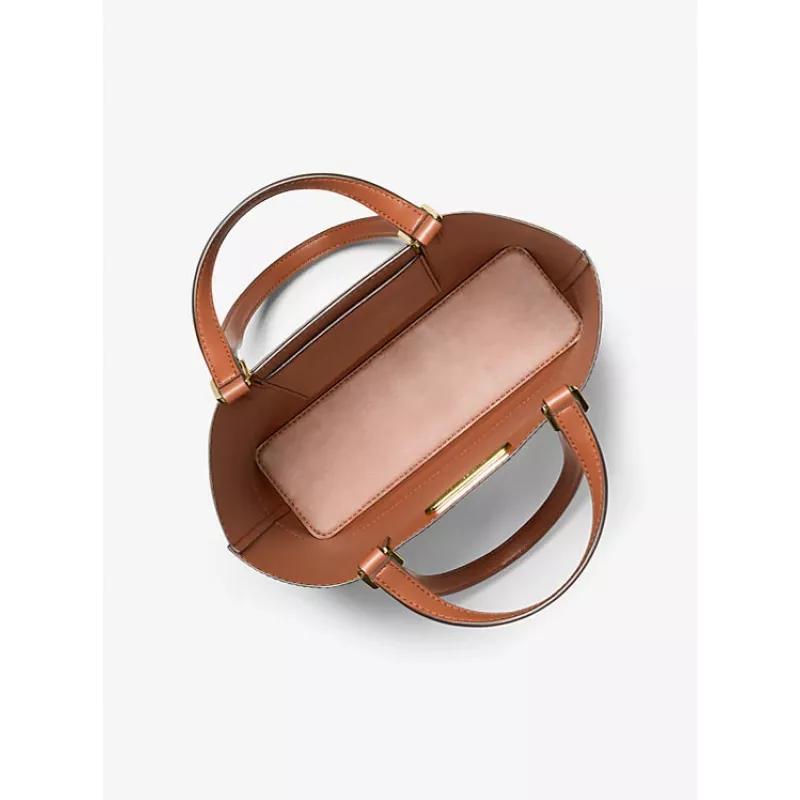 Michael Kors Jet Set Travel Crossbody Bag Luggage Brown Saffiano Leather 35S4GX9T1BLUG