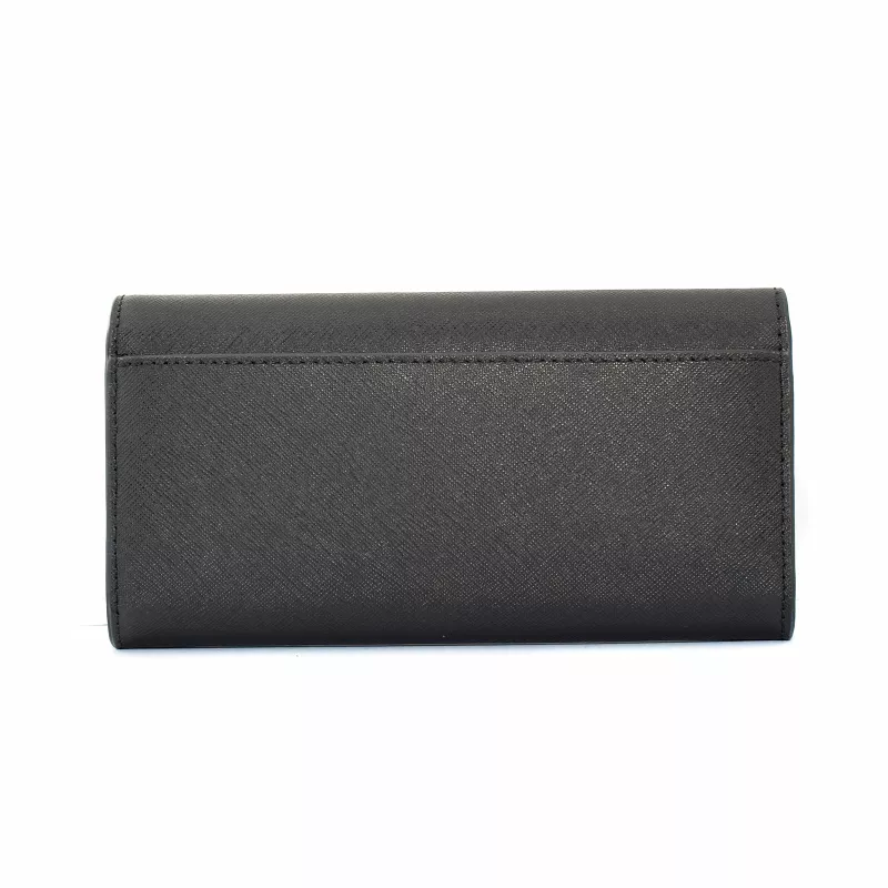 Michael Kors Jet Set Travel Phone Case Wallet, Black Saffiano Leather, Gold-Tone Hardware, Zip-Around Closure, Detachable Wristlet Strap, 6 Card Slots, Bill Compartment, Phone Compartment