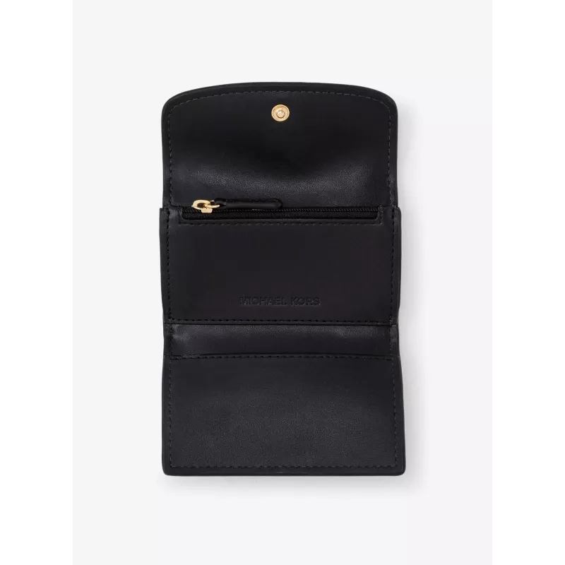 Michael Kors Jet Set Travel Saffiano Leder Kartenetui Münztasche Schwarz Gold-Ton