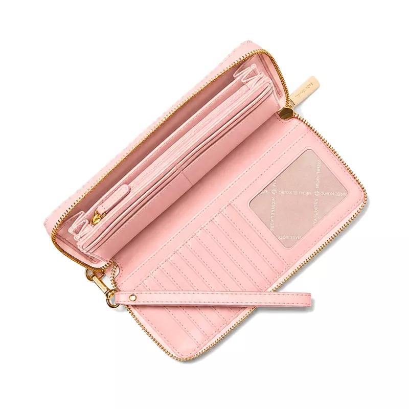 MICHAEL KORS Jet Set Travel Saffiano Leather Flat Multifunction Pouch in Powder Blush (35S6GTVE9LPOW)