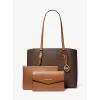 Michael Kors Jet Set Travel Saffiano Leder Tote Bag - Damen Tasche in Braun mit Goldfarbener Hardware (42x28x10 cm)