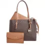 Michael Kors Jet Set Travel Saffiano Leder Tote Bag - Damen Tasche in Braun mit Goldfarbener Hardware (42x28x10 cm)