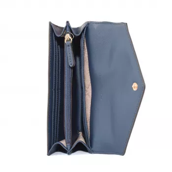 Michael Kors Jet Set Travel Saffiano Leder Handgelenk Geldbörse in Marine mit Gold-Ton Hardware