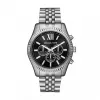 Michael Kors Lexington Herren Quarz-Chronograph Uhr MK8602, 45mm, Blaues Zifferblatt, Edelstahlarmband