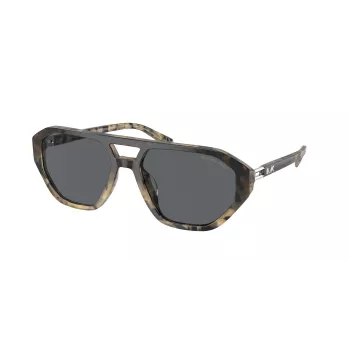 Michael Kors Herren-Sonnenbrille MK2219U394287 - Schwarzer Acetatrahmen, graue Polycarbonatgläser, 57 mm