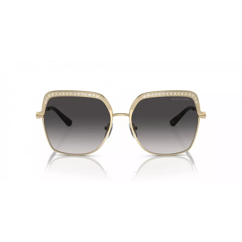 Michael Kors MK1141-10188G Damen-Sonnenbrille - Schwarzer Acetatrahmen, graue Gradientenlinse, 57 mm