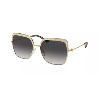 Michael Kors MK1141-10188G Damen-Sonnenbrille - Schwarzer Acetatrahmen, graue Gradientenlinse, 57 mm