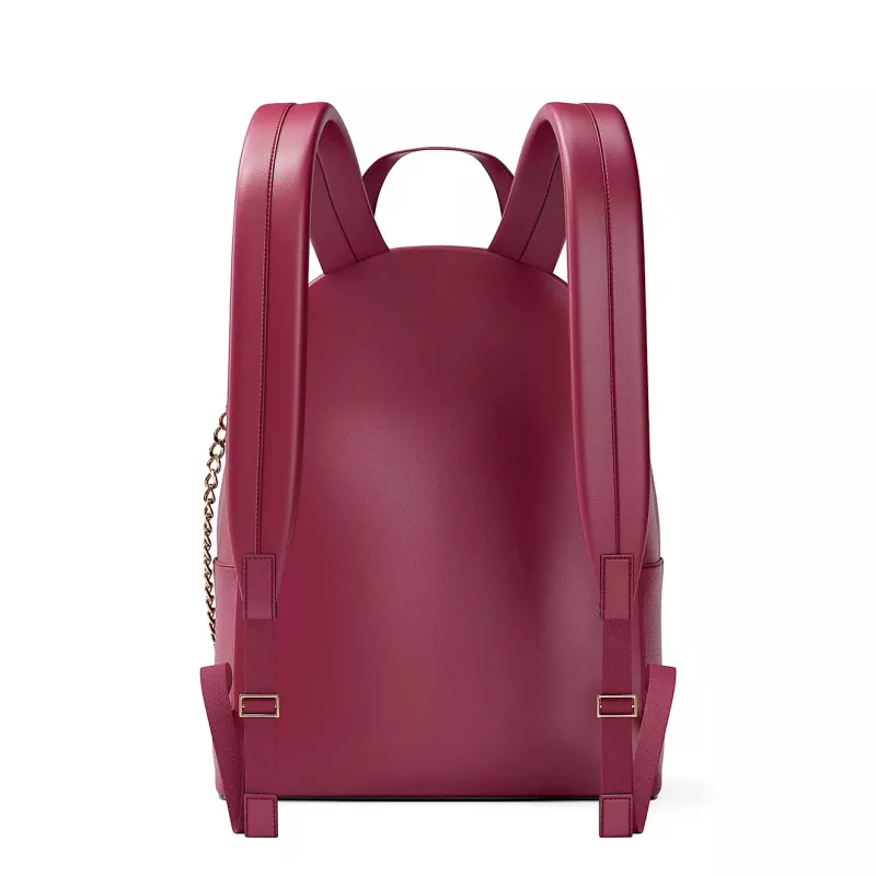 Michael Kors Rhea Medium Backpack Dark Berry Saffiano Leather Gold-Tone Hardware