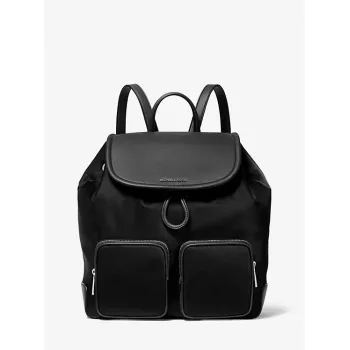 Michael Kors Unisex Rucksack 30S4SRKB7CBLA – Schwarz genarbtes Leder, Top-Zip, 34x35x14 cm