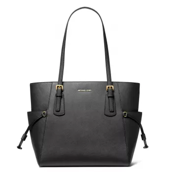 MICHAEL KORS Voyager Damen Schwarz Crossgrain Leder Tote Bag 31x28x15 cm