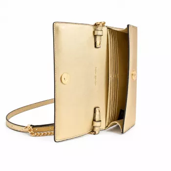 Michael Kors Damen Jet Set Charm Umhängetasche, Signature Logo Canvas, Gold-Tone Hardware